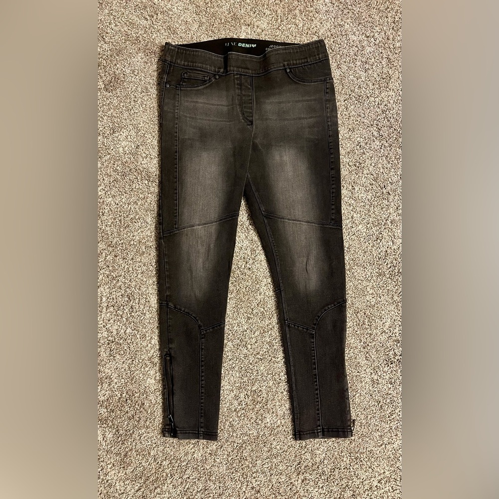 Peter Nygard Luxe Black Denim Jeggings - Size L (14-18)